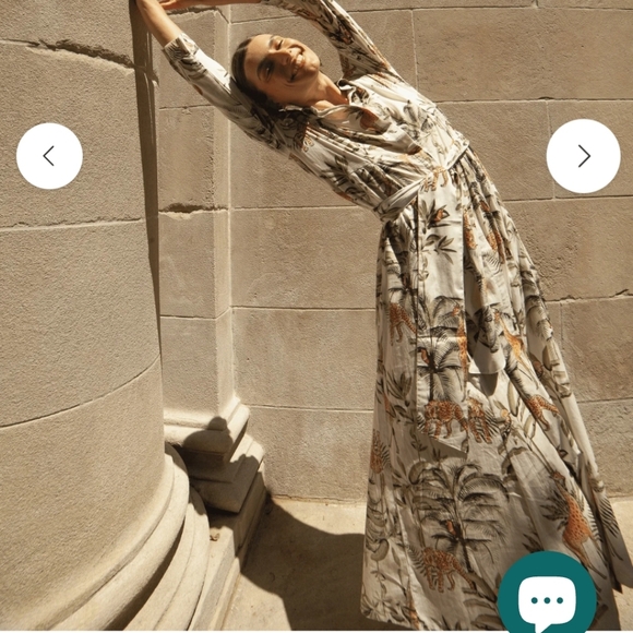 Guadalupe Womens Luciana Jungle Dress White Green Size XSmall Tropical Maxi Long - Picture 12 of 14